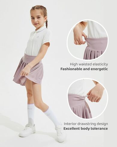 BebreezChic Girl's Tennis Skirt Athletic Pleated High Waisted Kid's Mini Skort Sport Uniform with Pockets Golf Running in Saudi Arabia
