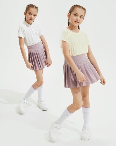 BebreezChic Girl's Tennis Skirt Athletic Pleated High Waisted Kid's Mini Skort Sport Uniform with Pockets Golf Running in Saudi Arabia