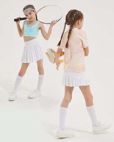 BebreezChic Girl's Tennis Skirt Athletic Pleated High Waisted Kid's Mini Skort Sport Uniform with Pockets Golf Running in Saudi Arabia