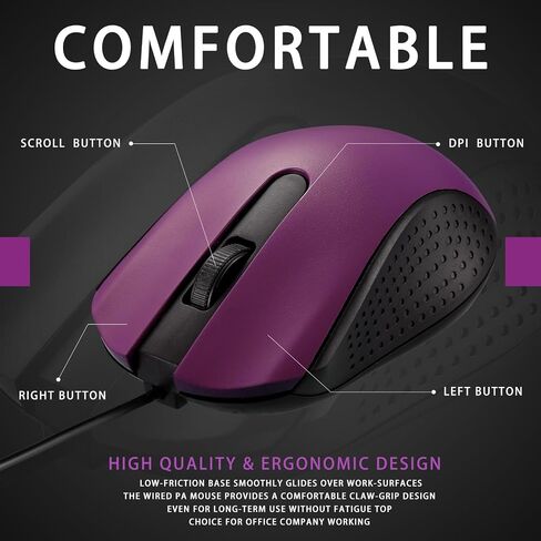 Hoteam 12 Pcs Wired Computer Mouse Bulk Cord USB Computer Mice Ergonomic Wired Mouse for Pcs, Computers, Laptops, Gaming Office Home Supplies(Black) in Saudi Arabia