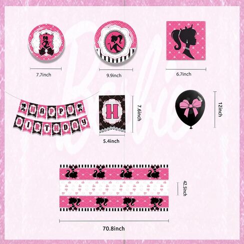 Pink Birthday Party Supplies Including Happy Birthday Banner, Cake And Cupcakes, Tablecloths,Plates, Napkins,Forks ,Spoons, Birthday Party Backdrop in Saudi Arabia