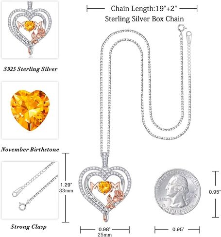 Iefil Birthstone Necklaces Gifts for Mom - S925 Sterling Silver Rose Heart Pendant Birthstone Infinity Necklace for Mom Valentines Christmas Birthday Jewelry Gifts for Mom Step Mom Bonus Mom New Mom in Saudi Arabia