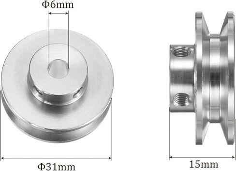 Kozelo V-Belt Pulley - [6mmBore x 31mmOutside Dia] Aluminum Alloy V-Groove Drive Pulley for 3-5mm PU Round Belt for Many Existing Drive Design in Saudi Arabia