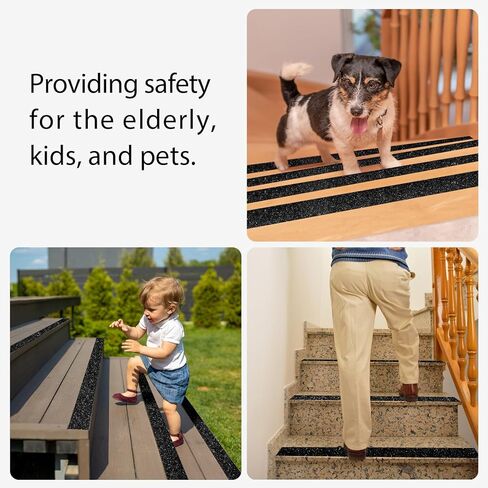 شريط قبضة مضاد للانزلاق 360 ترونيكس، شريط مقبض مانع للانزلاق للسلالم الخارجية وجر الخطوات، 80 حبيبة مقاومة للماء وغير قابلة للانزلاق لمنحدر خطوات الدرج، أسود (2 بوصة × 33 قدم) in Kuwait