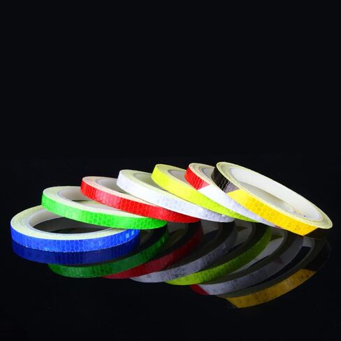 7 لفات شريط عاكس للضوء تحذير للسلامة في الهواء الطلق ملصق إضاءة مقاوم للماء للدراجة شريط لاصق عاكس للدراجة والدراجات النارية والسيارة، ديكور ذاتي اللصق DIY، ملصق عاكس (7 ألوان) in Kuwait