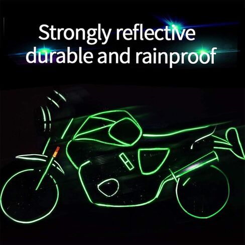 7 لفات شريط عاكس للضوء تحذير للسلامة في الهواء الطلق ملصق إضاءة مقاوم للماء للدراجة شريط لاصق عاكس للدراجة والدراجات النارية والسيارة، ديكور ذاتي اللصق DIY، ملصق عاكس (7 ألوان) in Kuwait