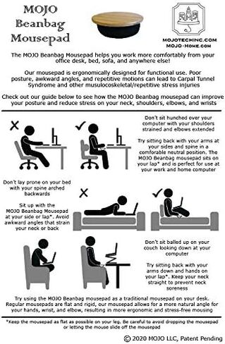 MOJO Beanbag Ergonomic Mousepad - Comfortable Mouse Pad for Sofa, Bed, Lap, Couch, and Anywhere Else (Black Leather) in Saudi Arabia