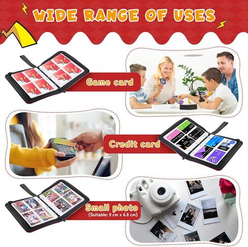 Trading Card Binder 4-Pockets, Holds 400 Cards with 50 Removable Sleeves, Zipper Album Holder, Ultimate Card Collection Binder Album Book for Games, Baseball (Red) in Saudi Arabia