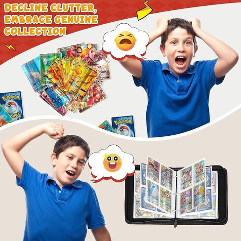 Trading Card Binder 4-Pockets, Holds 400 Cards with 50 Removable Sleeves, Zipper Album Holder, Ultimate Card Collection Binder Album Book for Games, Baseball (Red) in Saudi Arabia