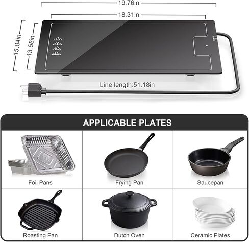 Food Warmer,Electric Hot Plate 19''x15'',Food Warmers for Parties,Two Adjustable Temperature Settings for Buffets, Restaurants, House Parties, Party Events in Kuwait