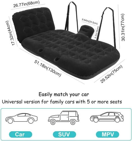 مرتبة هوائية للسيارة من بويلاند، سرير سيارة قابل للنفخ، وسادة نوم سميكة لسرير التخييم مع مضخة هواء أوتوماتيكية، مرتبة هوائية لشاحنة الدفع الرباعي للتخييم والسفر والمشي لمسافات طويلة والرحلات والأنشطة الخارجية in Kuwait