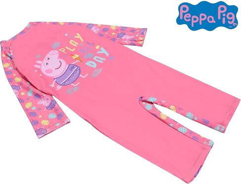 بدلة سباحة Peppa Pig Play All Day Sunsafe، للفتيات، 2-6 سنوات، وردي، بضائع رسمية in Kuwait
