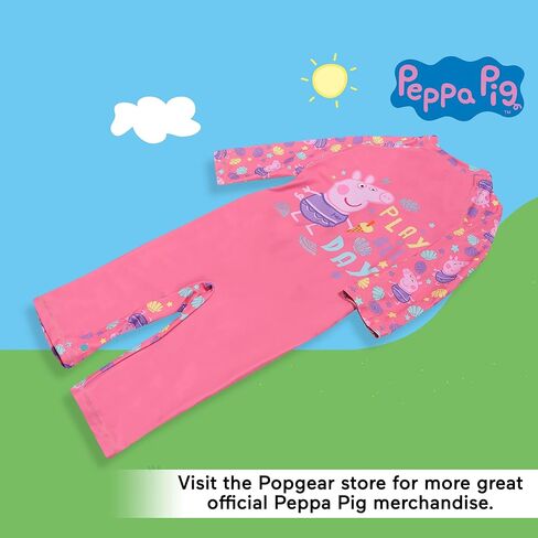 بدلة سباحة Peppa Pig Play All Day Sunsafe، للفتيات، 2-6 سنوات، وردي، بضائع رسمية in Kuwait