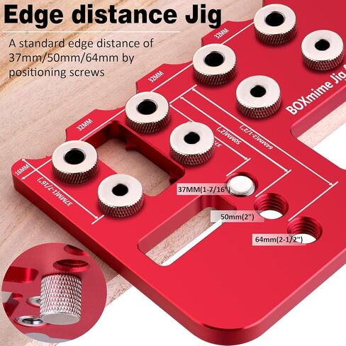 BOXmime Shelf-Pin Jig لـ 1/4 بوصة، 5 مم، 6 مم دبابيس الرف - دليل حفر فتحات دبوس الرف من سبائك الألومنيوم، قالب حفر أجهزة الخزانة 32 مم للنجارة، تحسين المنزل وأداة النجارة DIY in Kuwait