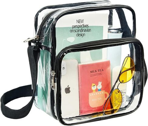 محفظة Dotpraise Clear، حقيبة شفافة معتمدة للملعب مع حزام قابل للتعديل، حقيبة كروس شفافة للمناسبات الرياضية والحفلات الموسيقية in Kuwait