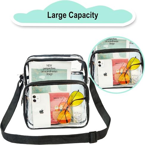 محفظة Dotpraise Clear، حقيبة شفافة معتمدة للملعب مع حزام قابل للتعديل، حقيبة كروس شفافة للمناسبات الرياضية والحفلات الموسيقية in Kuwait