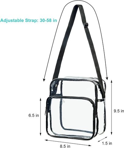 محفظة Dotpraise Clear، حقيبة شفافة معتمدة للملعب مع حزام قابل للتعديل، حقيبة كروس شفافة للمناسبات الرياضية والحفلات الموسيقية in Kuwait
