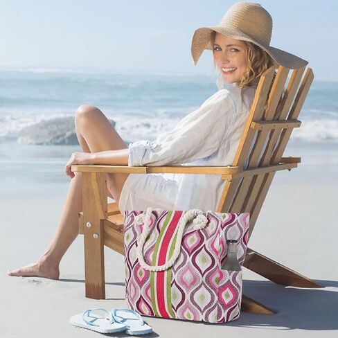 Wulcea Extra Large Waterproof Canvas Beach Bag with Zipper & Pockets, Perfect for Travel Pool Swim Beach Vacation Necessities in Saudi Arabia