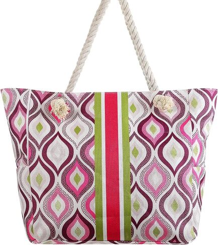 Wulcea Extra Large Waterproof Canvas Beach Bag with Zipper & Pockets, Perfect for Travel Pool Swim Beach Vacation Necessities in Saudi Arabia