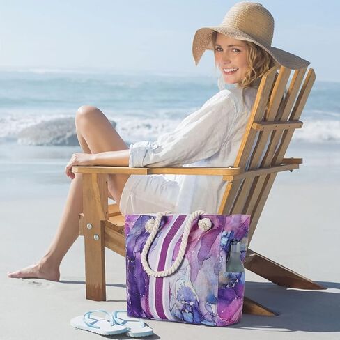 Wulcea Extra Large Waterproof Canvas Beach Bag with Zipper & Pockets, Perfect for Travel Pool Swim Beach Vacation Necessities in Saudi Arabia