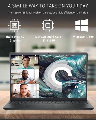 كمبيوتر محمول Dell Inspiron 3530 مقاس 15.6 بوصة FHD يعمل باللمس، الجيل الثالث عشر Intel Core i7-1355U 10-Core، ذاكرة الوصول العشوائي 64 جيجابايت، 2 تيرابايت SSD، لوحة مفاتيح رقمية، Wi-Fi 6، كاميرا ويب، Windows 11 Pro، أسود كربوني in Saudi Arabia
