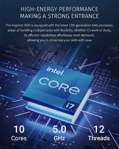 كمبيوتر محمول Dell Inspiron 3530 مقاس 15.6 بوصة FHD يعمل باللمس، الجيل الثالث عشر Intel Core i7-1355U 10-Core، ذاكرة الوصول العشوائي 64 جيجابايت، 2 تيرابايت SSD، لوحة مفاتيح رقمية، Wi-Fi 6، كاميرا ويب، Windows 11 Pro، أسود كربوني in Saudi Arabia