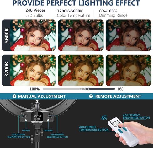 Neewer Advanced 2.4G 18 بوصة ضوء حلقة LED ثنائي اللون قابل للتعتيم مع شاشة LCD in Saudi Arabia