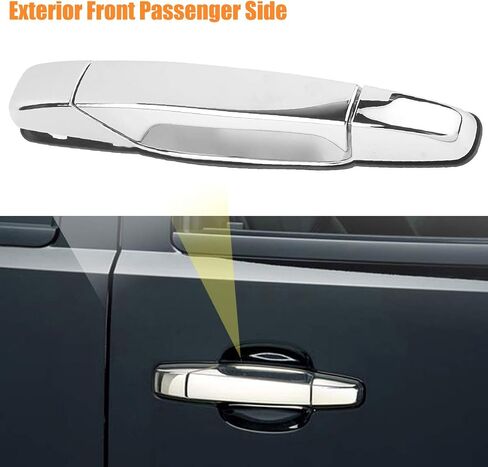 Exterior Chrome Front Right Passenger Door Handle Replacement for Chevy Silverado, Tahoe, Avalanche, Suburban, GMC Sierra, Yukon XL, Cadillac Escalade, 2007 2008 2009 2010 2011 2012 2013, 80545 in Saudi Arabia