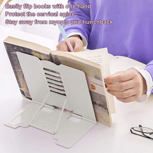 MSDADA 2PC Desk Book Stand Holder for Reading, Adjustable Cookbook Stand Metal Reading Stand for Textbooks Recipes Music Books Tablet in Saudi Arabia