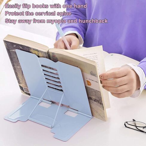 MSDADA 2PC Desk Book Stand Holder for Reading, Adjustable Cookbook Stand Metal Reading Stand for Textbooks Recipes Music Books Tablet in Saudi Arabia