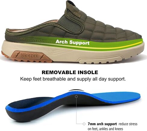 VOCECO Men's Arch Support Slippers Orthopedic Plantar Fasciitis Relief Slip-On Indoor Outdoor Camping Walking Loafers Casual House Shoes in Saudi Arabia