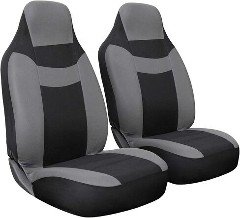 OxGord Car Seat Cover - Poly Cloth Two Toned Gray Front Low Bucket Seat -Universal Fit Cars, Trucks, SUVs, Vans - 2 pc Set in Saudi Arabia