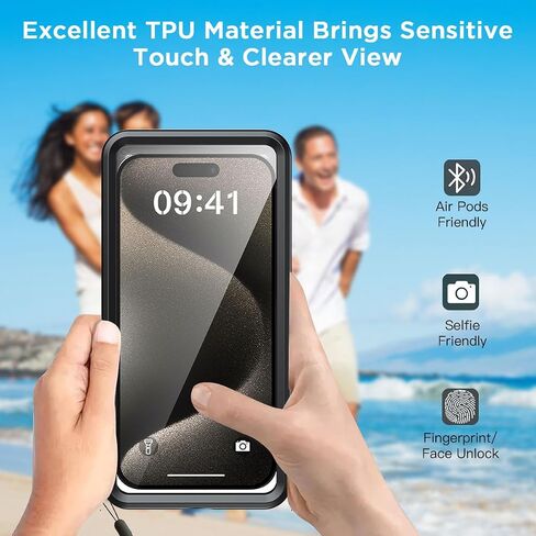 حافظة هاتف مقاومة للماء من AICase، حامل جراب عالمي تحت الماء مع حبل لهاتف iPhone 15 14 13 11 12 Pro Max Xr/Samsung Galaxy S23 S22 S21 S20/Note 20 10 5G/LG Stylo 6، Pixel 8 Pro_1 أسود in Kuwait