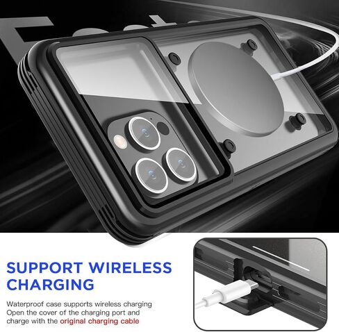 حافظة هاتف مقاومة للماء من AICase، حامل جراب عالمي تحت الماء مع حبل لهاتف iPhone 15 14 13 11 12 Pro Max Xr/Samsung Galaxy S23 S22 S21 S20/Note 20 10 5G/LG Stylo 6، Pixel 8 Pro_1 أسود in Kuwait