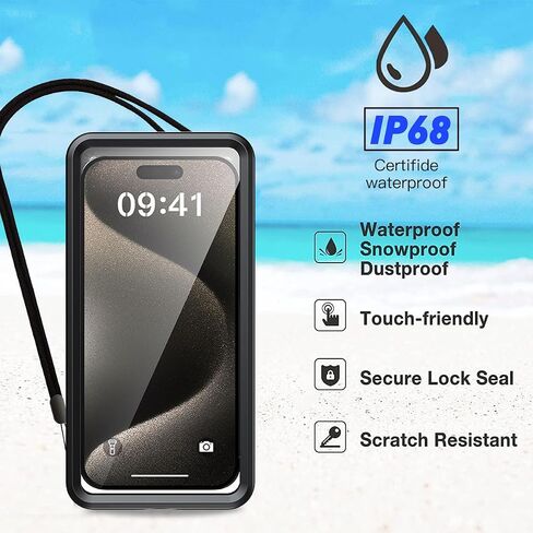 حافظة هاتف مقاومة للماء من AICase، حامل جراب عالمي تحت الماء مع حبل لهاتف iPhone 15 14 13 11 12 Pro Max Xr/Samsung Galaxy S23 S22 S21 S20/Note 20 10 5G/LG Stylo 6، Pixel 8 Pro_1 أسود in Kuwait