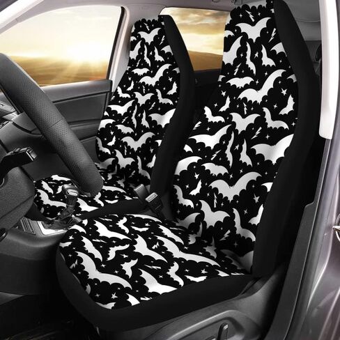 Bulopur Mountain Black Horse Print النساء والرجال أغطية مقاعد السيارة إكسسوارات داخلية للمقعد مجموعة كاملة من 2، واقي المقعد الأمامي التلقائي وسادات المقعد الأمامي للسائق العالمي المزخرفة in Kuwait
