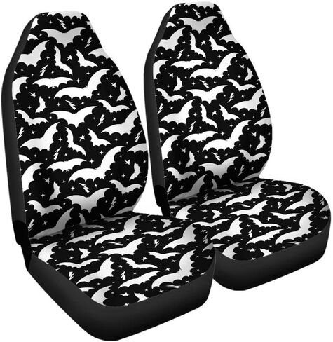 Bulopur Mountain Black Horse Print النساء والرجال أغطية مقاعد السيارة إكسسوارات داخلية للمقعد مجموعة كاملة من 2، واقي المقعد الأمامي التلقائي وسادات المقعد الأمامي للسائق العالمي المزخرفة in Kuwait