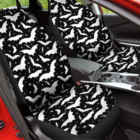 Bulopur Mountain Black Horse Print النساء والرجال أغطية مقاعد السيارة إكسسوارات داخلية للمقعد مجموعة كاملة من 2، واقي المقعد الأمامي التلقائي وسادات المقعد الأمامي للسائق العالمي المزخرفة in Kuwait
