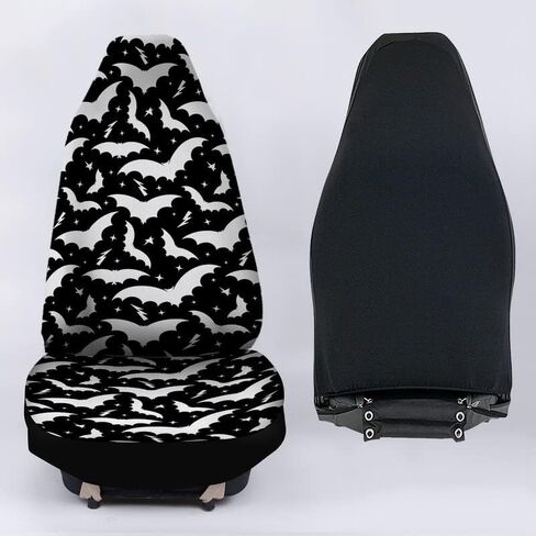 Bulopur Mountain Black Horse Print النساء والرجال أغطية مقاعد السيارة إكسسوارات داخلية للمقعد مجموعة كاملة من 2، واقي المقعد الأمامي التلقائي وسادات المقعد الأمامي للسائق العالمي المزخرفة in Kuwait