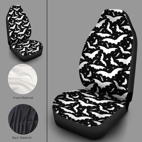 Bulopur Mountain Black Horse Print النساء والرجال أغطية مقاعد السيارة إكسسوارات داخلية للمقعد مجموعة كاملة من 2، واقي المقعد الأمامي التلقائي وسادات المقعد الأمامي للسائق العالمي المزخرفة in Kuwait