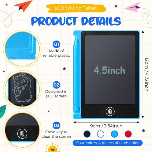 Nezyo 16 Pack 4.5 Inch Mini LCD Writing Tablet for Kids, Mix Colors in Kuwait