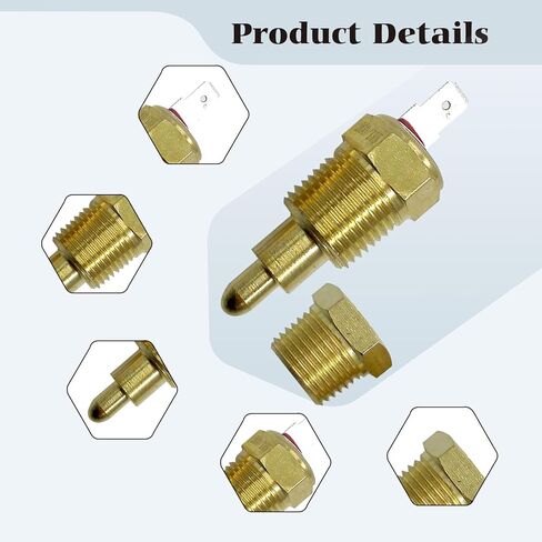Hawyet 1 قطعة مفتاح درجة حرارة المروحة 200 إلى 185 درجة، مفتاح مستشعر درجة الحرارة لمروحة تبريد المحرك Mtal، مفتاح مستشعر درجة الحرارة العالمي مع خيط أنبوب (ذهبي) in Kuwait