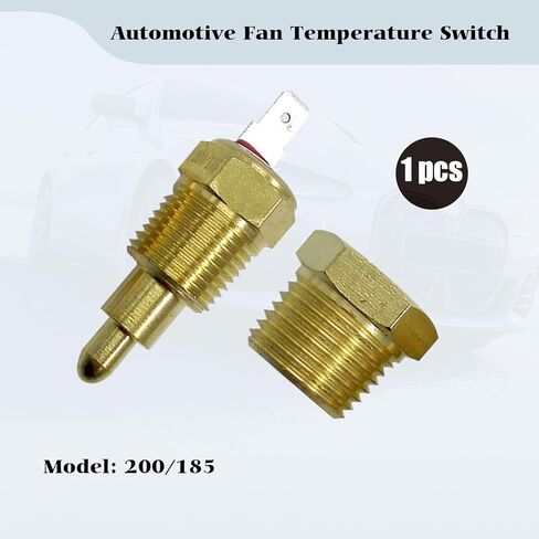 Hawyet 1 قطعة مفتاح درجة حرارة المروحة 200 إلى 185 درجة، مفتاح مستشعر درجة الحرارة لمروحة تبريد المحرك Mtal، مفتاح مستشعر درجة الحرارة العالمي مع خيط أنبوب (ذهبي) in Kuwait