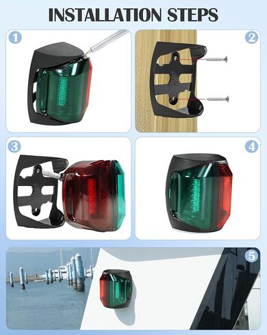 THALASSA Marine Boat Navigation Lights - 2NM 12V Red Port Green Starboard Light Stern 3 NM Bi-Color Lights - Operates at IP55/ IP67 - Water Resistant Lamp Safe Sailing as Signal Lamp in Saudi Arabia