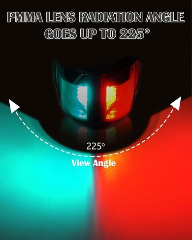 THALASSA Marine Boat Navigation Lights - 2NM 12V Red Port Green Starboard Light Stern 3 NM Bi-Color Lights - Operates at IP55/ IP67 - Water Resistant Lamp Safe Sailing as Signal Lamp in Saudi Arabia