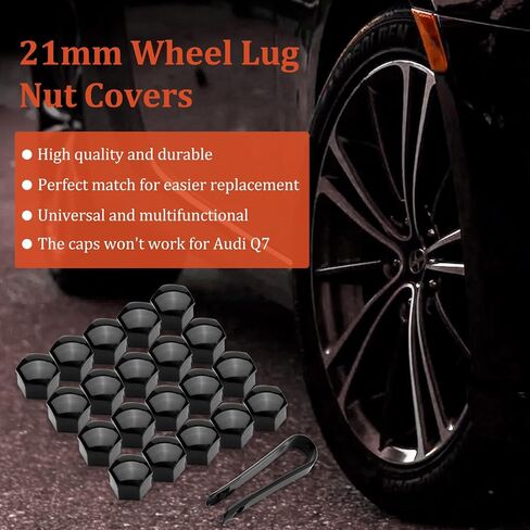 20PCS Lug Nut Covers - 2/3’‘ Wheel Nut Bolt Cover Caps, 17mm Hexagonal Nut Covers with Removal Tool, Wheel Bolt Dust Caps Compatible with Audi, Auto Rims Nut Exterior Protection, Grey in Saudi Arabia