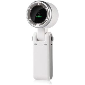 Portable Handheld Fan, 5-Speed Turbo Wind, Digital LED Display, 1800mAh Rechargeable Battery, Type-C Charging, 180° Foldable Design, White in Saudi Arabia