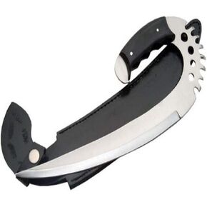 Szco Supplies 12" Fantasy Swing Blade Knife - Tactical Saber Claw with Stainless Steel Saw-Tooth Blade, Full Tang, Black Wood Handle, and Leather Sheath for Collectors, Cosplay, and Self-Defense in Saudi Arabia