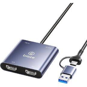 Dual HDMI Adapter, USB C & USB 3.0 to Dual HDMI 60Hz Hub with 100W PD Charging, 2 Monitor Extended Display Adapter for MacBook M1/M2/M3, Windows Laptops, iPad Pro, Chromebook in Saudi Arabia