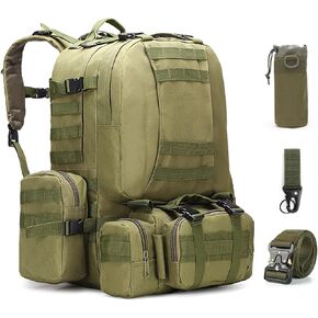 60L Tactical Backpack Military 3-Day Assault Pack, Waterproof Molle System Rucksack with Detachable Bag, Survival Bug Out Backpack for Men & Women(ArmyGreen) in Saudi Arabia
